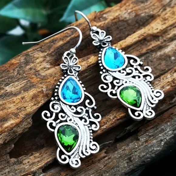 Gemstone Dangle Earrings - Picture 2 of 5
